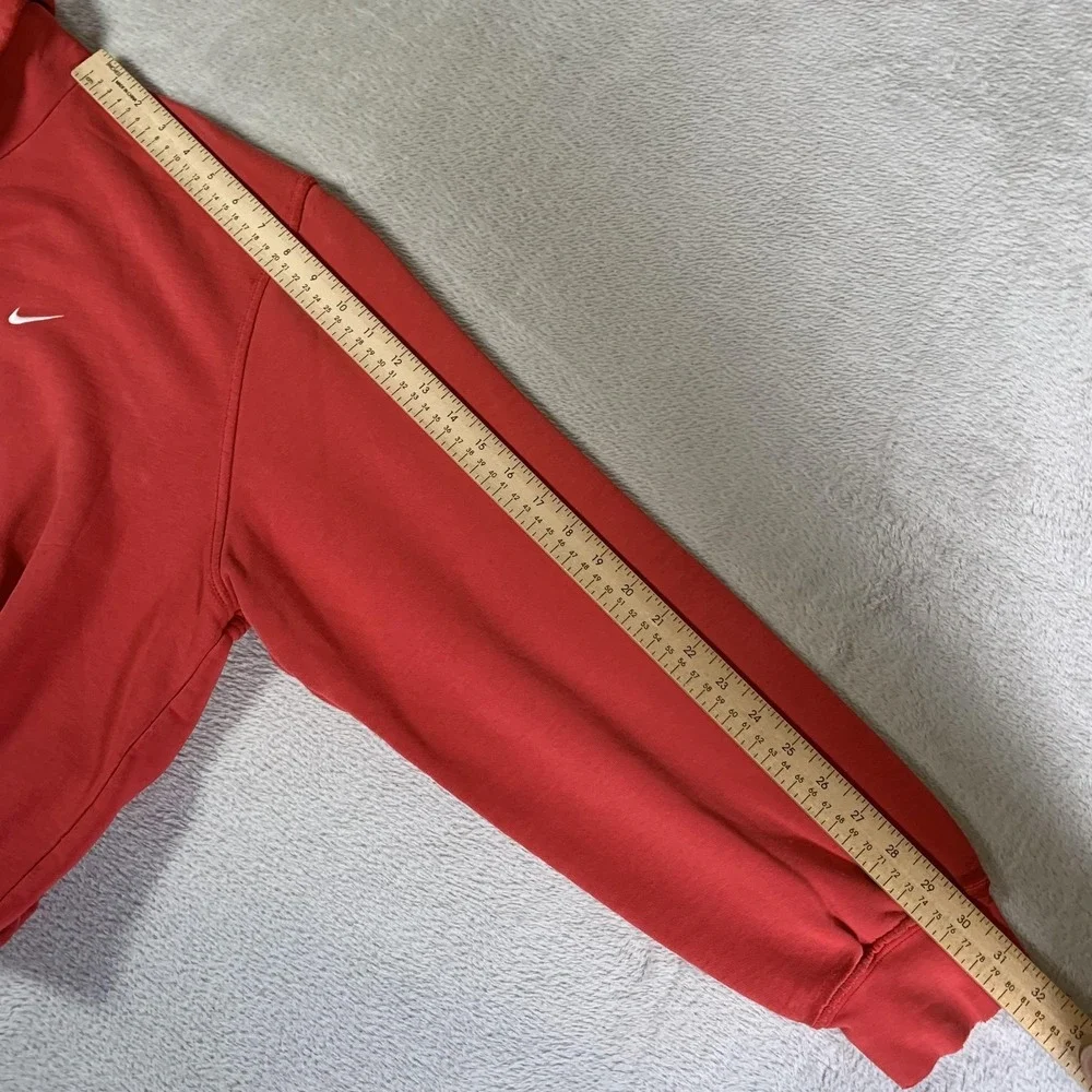 Vintage‎ Nike Essentials Small Swoosh Hoodie Mens Large Red Y2K Gray Tag FLAWS